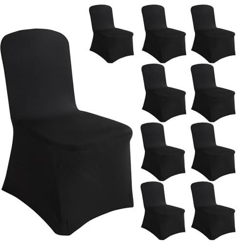 10 Stück Stuhlhussen Schwarz, Stuhlüberzug Elastisch Stuhlbezug Universal Stretch Abnehmbarer Stuhlhüllen Hussen Für Stühle Waschbarer Stuhlschutz, Für Hochzeit Bankett Party Veranstaltungsdekoration