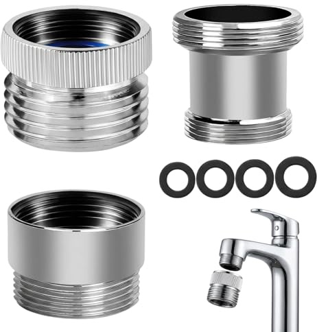 3 PCS Faucet Adapter Kit, Brass Aerator Adapter Set, Faucet Adapter with Gasket, Sink Hose Adapter for Garden Watering System and Indoor Outdoor Water Source Conversion