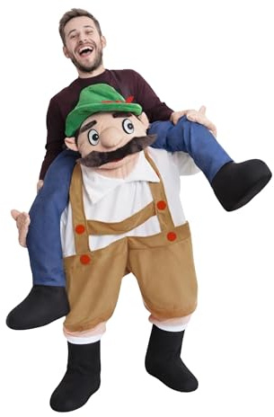 Ikumaal Carry me Bayer-Kostüm, F111 M-XL, für Erwachsen-e Männer Frau-en, Bayer als Huckepack Paar-Kostüme Gruppen-Kostüme Fasching Karneval Faschingskostüm-e