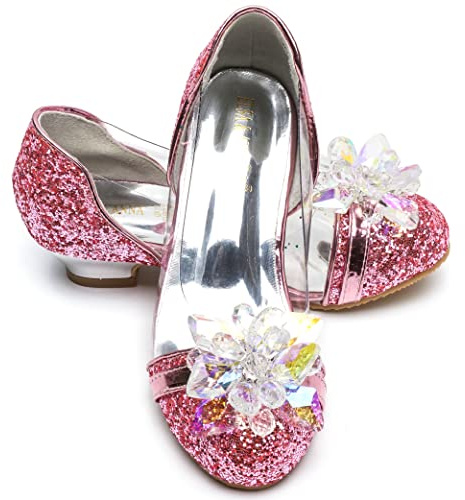 ELSA & ANNA Zapatos de Princesa niña - 3 cm tacón - Zapatos de fantasía con Brillos y Cristales - para Fiestas, cumpleaños y Cosplay - Tacones niña Princesa (SIL15)