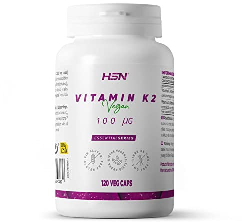 Vitamine K2 de HSN | 100 mcg MenaquinGold | À partir du Natto fermenté | Complément pour 4 Mois | Végétalien, Sans Gluten, Sans Lactose, 120 gélules végétales