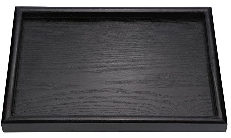 Tablett Schwarz,Tablett Schwarz Rechteckig, Tea Tray,Rectangle Solid Wooden Coffee Table Tray Plate Snacks Food Storage Dish for Restaurant Hotel Home 30 * 20 * 2cm