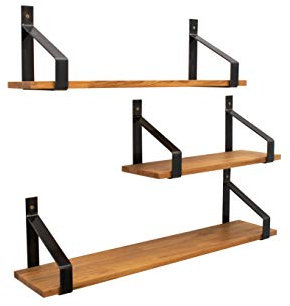 1 BestLoft® Wandregal Coral aus Eiche - Wandboard geschlossen und offen (60cm, Eiche geschlossen)