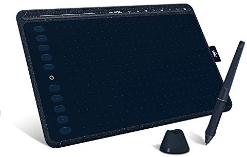 HUION HS611 Grafik ritning surfplatta Android stöds penna surfplatta lutningsfunktion batteridriven stylus 8192 penntryck med 8 multimedietangenter 10 expresstangenter och pekremsa (stjärnblå)