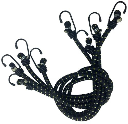 TERRE JARDIN - Spannseil, elastisch, 80 cm, mit Haken, 4 Stück, 10 mm