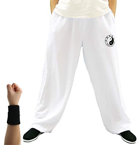 Dee Plus Pantalon pour pratiquer Le Tai Chi et Les Arts Martiaux Pantalon Tai Chi Coupe Ample Homme Femme Pantalon Yoga Qigong Pantalon de Kung Fu et Tai Chi - en Coton - 2 Poches