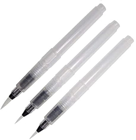Refillable Water Colour Paint Pen Set – 3 Sizes with Fibre Hair Brush Tips - Ideal for Beginners and Professionals, Perfect for Watercolour Paint Soft Painting Calligraphy Reusable Soft Pens