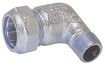 GEBO TG-Klemmverbinder, 90° Winkel DN 40 - AG 1 1/2 Zoll x Ø 48,3 mm - für Stahlrohr