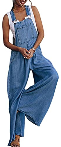 Tomwell Salopette Pantaloni Ragazza Donna Jeans Slim Overall Lunga Dungarees Tuta Denim Casual Pantaloni Bavaglino Jumpsuit Moda C Blu S