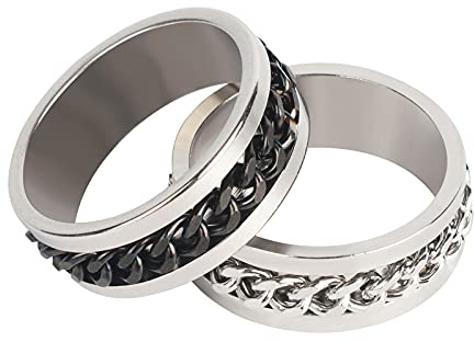 Runmeihe Anxiety Ring For Men Women Stainless Steel Titanium Steel Removable Chain Rings Cool Spinner Rings Fidget Ring (6)