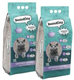 BentoKitty Katzenstreu (20L, 2er Pack) mit Lavendel Duft, Klumpend, weiß, feinkörnig, Klumpstreu aus Bentonite, für Sensitive Katzenpfoten geeignet
