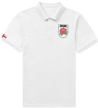 Super Lemon England Rugby Exclusive Retro Vintage Hommes Femmes Polo Unisexe Blanc Parfait pour tous les fans de rugby anglais pour 6 Nations et Coupe du monde Disponible jusqu'à 7XL, blanc, XS