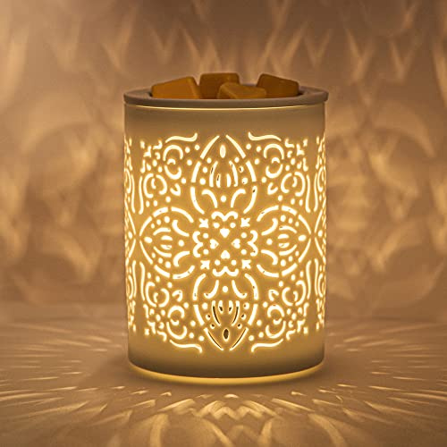 Earnest Living Wax Melt Burners Electric Wax Oil Burner for Essential Oil Wax Melts Scented Wax Cubes Home Fragrance Wax Melter Oil Burner Ceramic White for Aromatherapy Gift