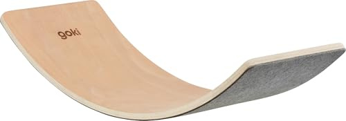 goki 59968 - Balance Board Wave aus Holz und Filz, Motorikspielzeug für Jungen und Mädchen, Gleichgewichtstrainer bis 150kg belastbar, Wackelbrett im Kinderzimmer, 82 x 30 x 1,6cm, ab 2 Jahre