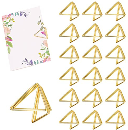 36 Stück Mini Tischkartenhalter,Tischkartenhalter Gold Dreieck Fotohalter Platzkartenhalter Gold Memohalter Tischkartenhalter Postkarten Dekoration für Hochzeit Party Jubiläumsfeier Restaurant