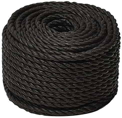 vidaXL Cuerda de Trabajo Seguridad Incendio Escalada Aire Libre Exterior Camping Torcida Bricolaje Artesanía Polipropileno Negro 12 mm 250 m