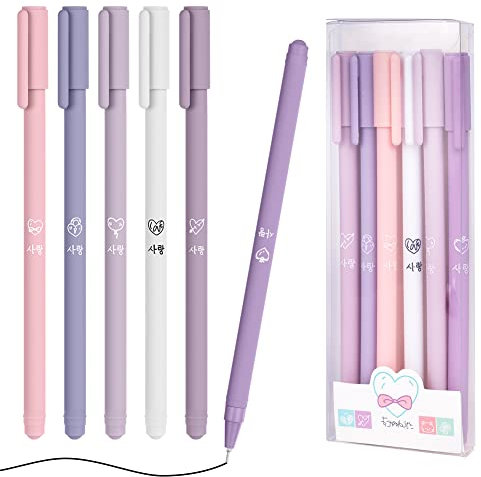OFFCUP Rollerball Pens, 6pcs Liquid Ink Rollerball Pen, Ballpoint Pens Gel Pens Quick-Drying Ballpoint Pens Gel Ink Pens for Students Adults Stationery School Office Supplies (Purple)