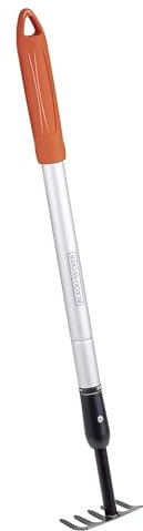 BLACK+DECKER Gartenrechen 5-Zahn - Verstellbar von 66 bis 100 cm - Karbonstahl, Fiberglas und PVC - Orange/Schwarz