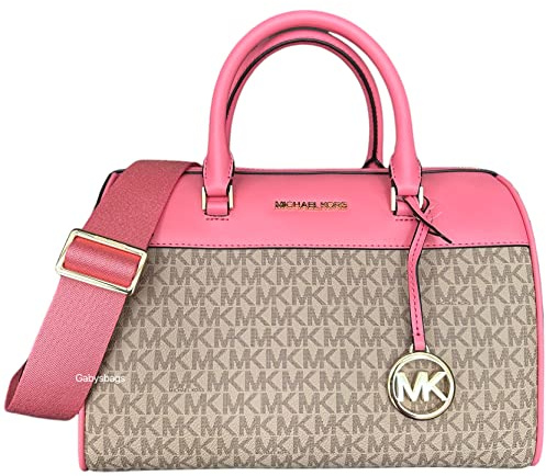 Michael Kors MK Jet Set Travel Medium Duffle Bag Satchel MK Signature, Rosa (Tea Rose), Einheitsgröße, Seesack