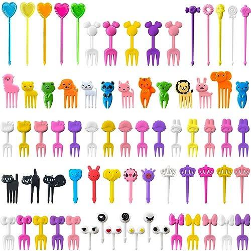Get Fresh Tiere Picks für Kinder - 120 Stück Tierfutterspieße Bento Deko Set Mini Bento Dekorationen für Baby Shows Tegg Mini Blumen Zahnstocher