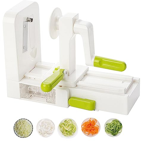 Spiralschneider Gemüseschneider,5 in 1 Spiralgemüsehobel, Spiralschneider Gemüse Spiralschneider Julienneschneider,für Karotte,Gurke,Zucchini,Gemüsenudeln,Spaghetti Schneider enthält 5 Schneideinsätze