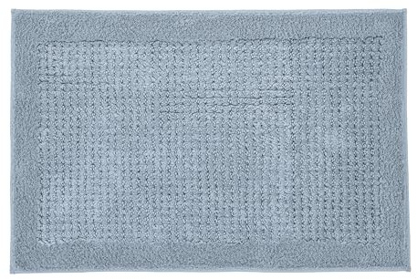 Kleine Wolke Badteppich NET Stahlblau 80 x 140 cm | OEKO-TEX zertifiziert, rutschhemmende Unterseite, für Fußbodenheizung, maschinenwaschbar, 100% Baumwolle