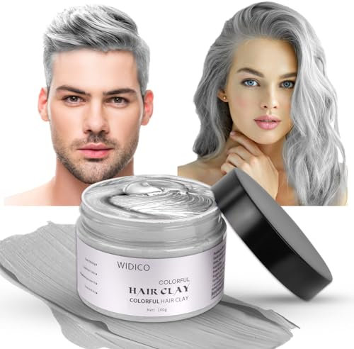 LOPHE Cera Temporal para Teñir el Cabello, 100g Cera del color del pelo, Temporal Tinte para Cabello barros naturales para teñir el pelo para teñir el cabello en color Cosplay partido, Gris