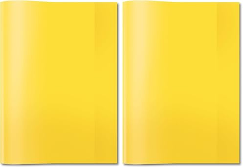 HERMA 7491 Heftumschlag A4 Transparent Gelb, Hefthülle aus strapazierfähiger & abwischbarer Polypropylen-Folie, durchsichtige Heftschoner für Schulhefte, farbig (Packung mit 2)
