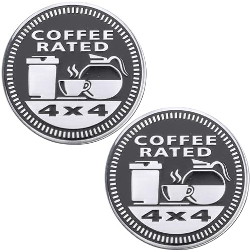 GORGECRAFT 2Stk Kaffee-Rating-Abzeichen Runde Autoaufkleber 60mm Selbstklebendes Metall-Auto-Abzeichen Emblem Auto-Aufkleber Dekoratives Auto-Emblem Kompatibel Für Fahrzeugen LKWs Wohnmobilen