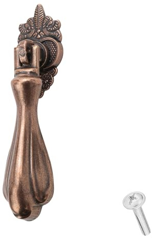 Decornaddecor Dixie Antique Copper Brass Vintage Traditional Retro Teardrop Pull Swing Ring Cabinet Door Knobs (Antique Copper, 1 Pack)