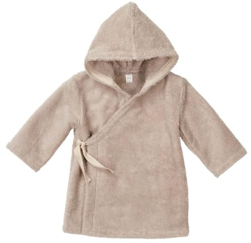 Koeka Baby Bademantel - Für Jungen Und Mädchen - Mit Kapuze - Hausmantel - Dijon - Aus Bio-baumwolle - Schlaufenfestes Frottee - Taupe - Eu 62/68