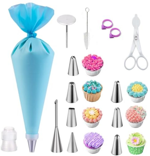 Sac a Poche Professionali Bocchette Sac a Poche, 15Pcs Kit Pasticceria Professionale Sac a Poche Riutilizzabile, Saccapoche Professionale Set Pasticceria
