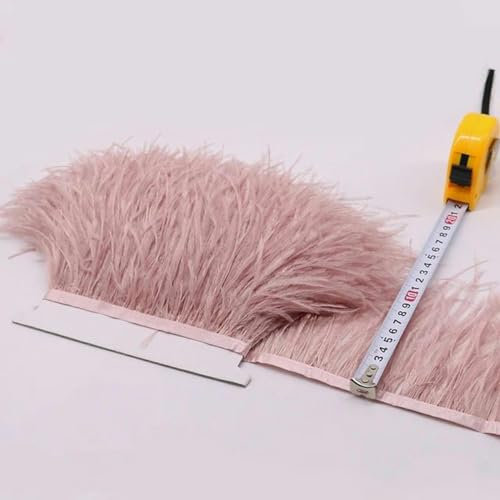 10–15 cm langes Band mit Straußenfederbesatz, 10 m, Federn, Fransen für Hochzeit, Schal, Kleid, Dekoration, Zubehör, Kunsthandwerk, 025, Leder, Rosa, 1 Meter