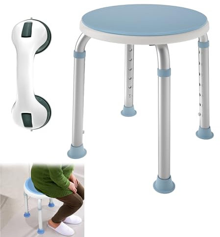 Suusolny 360° Drehbarer Duschhocker Höhe einstellbar 36-51cm Duschhilfe rutschfest Badhocker Duschstuhl Badehocker Badsitz Duschsitz mit Badewannengriff