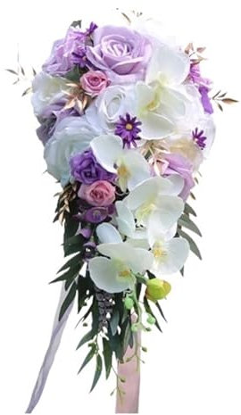 Rustikaler Hochzeitsstrauß für die Braut, weiß, künstliche Blume, Wassertropfen, Brautsträuße, Boho, Hochzeit, Dedor (Farbe: W3)