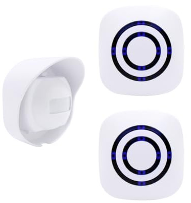 Motion Sensor Alarm System, Doorbell, 38 Ringtones, Home Security, Driveway Alarm, Visitor Doorbell / White, 2 Receivers and 1 Sensor