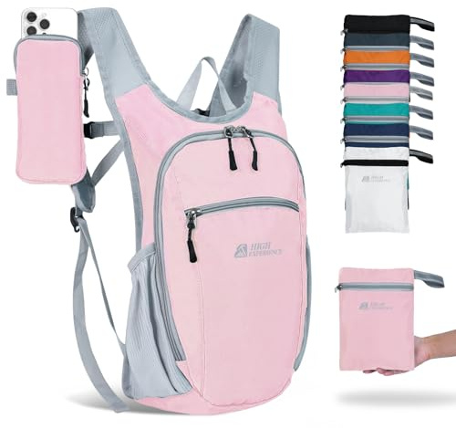 HIGH EXPERIENCE Packbarer Wanderrucksack, leicht, faltbar, wasserabweisend, Tagesrucksack für Spaziergänge, Reisen, Radfahren, Outdoor-Aktivitäten, Herren und Damen, erhältlich in den Größen 10 l und
