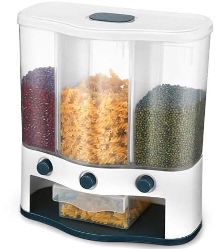 NMGHUTE Grain Dispenser Dry Food Dispenser Wall Mounted Rice Dispenser Grain Storage Containers For Rice Beans Nuts Pantry Kitchen