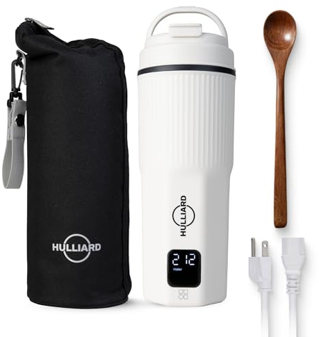 HULLIARD Travel Electric Kettle - 316 Stainless Steel, Portable Tea Kettle & Water Heater, 450ml Portable Water Boiler, 6 Temperature Settings, Auto Shut-Off, Universal Voltage (100-240V)