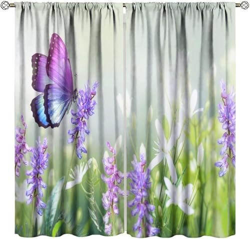 3D Schattierung Vorhänge - 150X166 cm (B + H) Blumentier Schmetterling Gardinenschal Vorhang Für Wohnzimmer Schlafzimmer Schlaufenschal Isolierung Lärmminderung Mädchen Raumdekoration - Vor-250774059