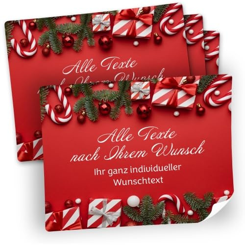 8 große Weihnachtsaufkleber mit Ihrem Text personalisiert Frohe Weihnachten weihnachtlich Geschenkaufkleber Geschenke Flaschenetiketten DIY Gruß rot