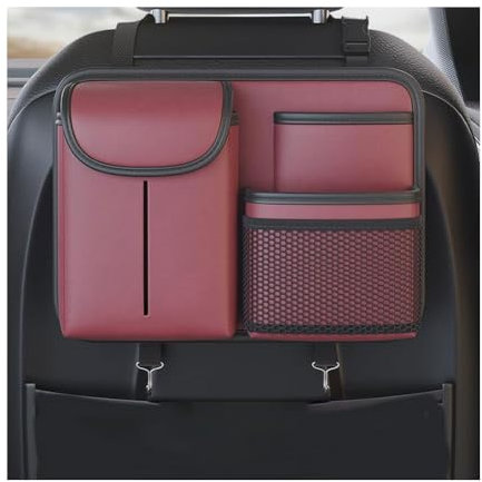 SOUTES Auto Rücksitz Organizer für VW Passat/Polo/Tiguan/Touareg/Touran/T-Cross, Autositz Rückenlehnenschutz Hängende Aufbewahrungstasche mit Taschen Wasserdicht Zubehör,B/Red
