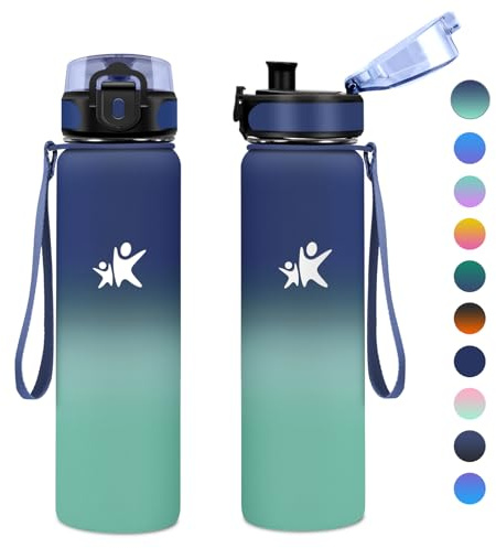 KollyKolla Trinkflasche Edelstahl, Thermosflasche 1L, BPA-Frei Isolierflasche, Auslaufsicher Thermoskanne, Wasserflasche für Kinder, Schule, Sport, Sprudel, Fitness, Outdoor, Camping