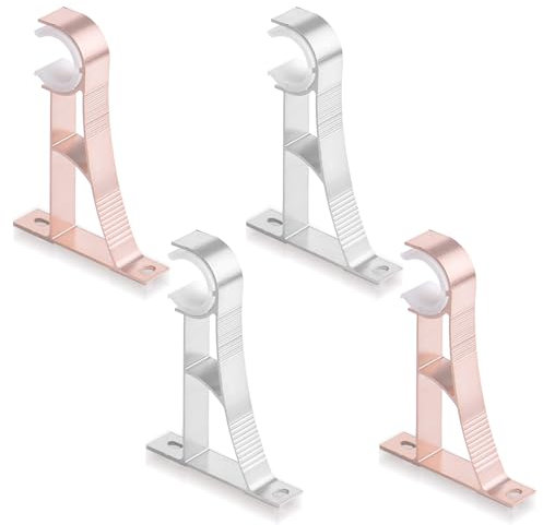 4 Stück Gardinenstange Halterung Ø 25-30 mm Wandhalterung Gardinenstange, Aluminiumlegierung Vorhangstange weiß, Halterung Gardinenstangenhalterungen für Kleiderstange Duschstange