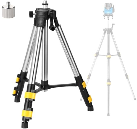 UVVRUR Treppiede laser con regolazione in altezza, 120 cm, filettatura 5/8 e 1/4, barre di prolunga in acciaio inox, 2 colori