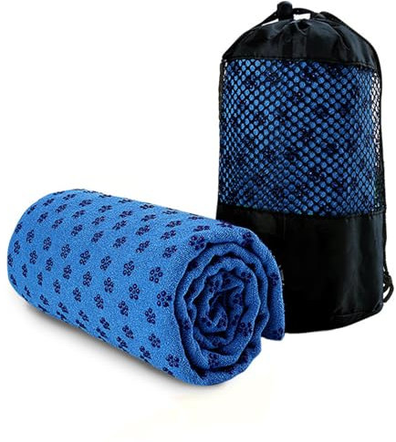 Yoga-Matten-Handtuch, schweißabsorbierender Bezug, schnell trocknend, rutschfeste Yoga-Handtücher, 61 x 183 cm, Mikrofaser, superweich, Pilates-Handtuch, Decke mit Netztasche für Bikram, Pilates,