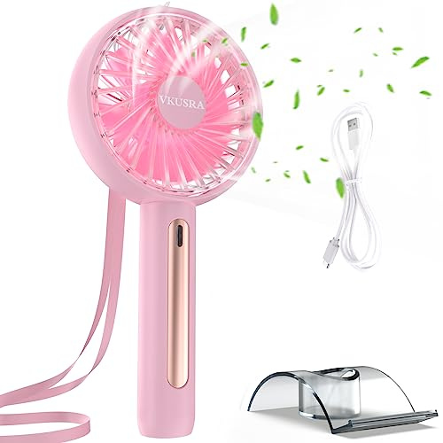 VKUSRA Ventiladores de Mano, Ventilador Portátil Personal Recargable USB con 4 Velocidades y Ángulo Ajustables, Pequeño Ventilador Bolsillo para al Hogar, Oficina, Viajes, Picnic