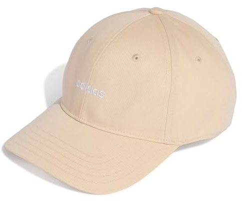 adidas Unisex Linear Embroidery Baseball Cap, Crystal Linen/White, XS-S