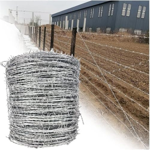 Bobinas de Alambre de Púas, Acero Galvanizado Alambre de Púas, Cortables Alambre de Espino para Balcón, Jardín O Artesan,1.8mm,120m