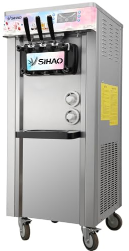 Furvveerr 1400W Machine à Crème Glacée Commerciale,20L/H,Machines à Sorbetières Verticale,Machines à Yaourts Glacés,Machine à Crème Glacée Écran Couleur,Idéal pour Les Bars,Restaurants,Familles